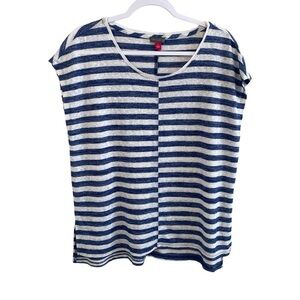 Vince Camuto Linen Blend Blue Stipe Shirt - Size L
